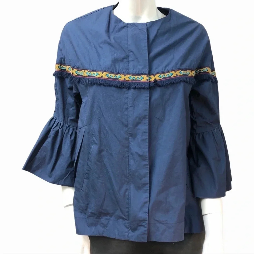 Zara outerwear blue bell sleeve‎ jacket s